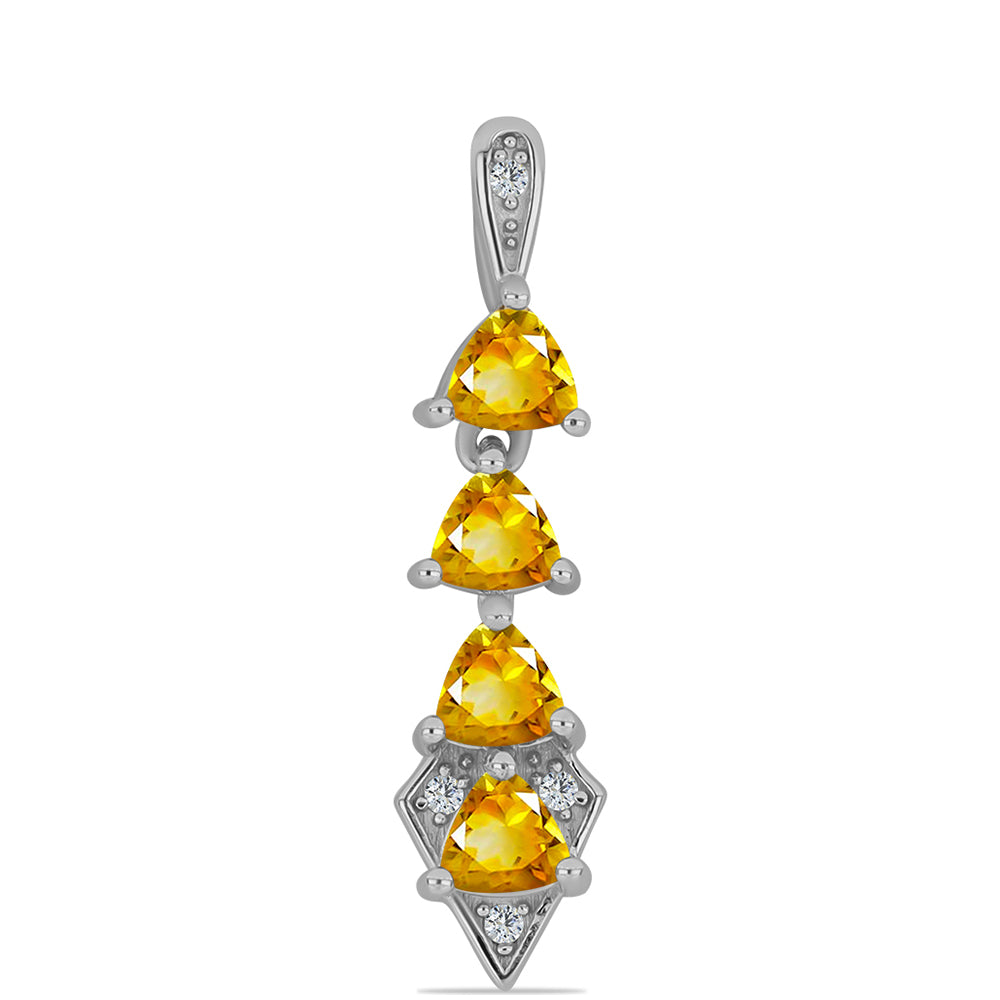 Pandantiv din Argint 925 ( 1.15 grame ) cu Citrin Ural și Topaz Alb 0.89 Carate 1 