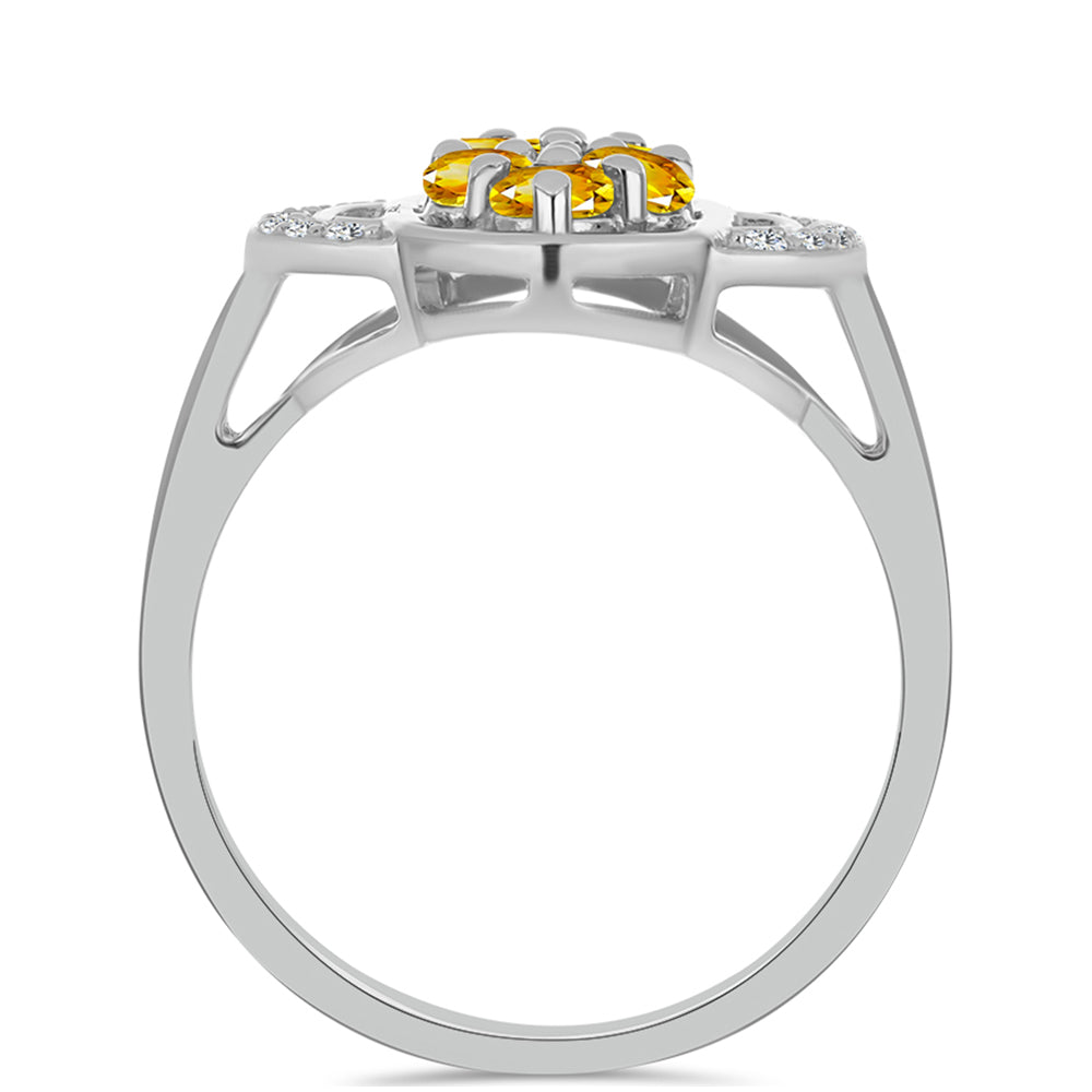 Inel din Argint 925 ( 3.14 grame ) cu Citrin Ural și Topaz Alb 0.8 Carate