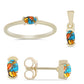 Set din Argint 925 Placat cu Aur ( 2.84 grame ) cu Turcoaz Oyster 1.12 Carate ( Cercei+Inel+Pandantiv )