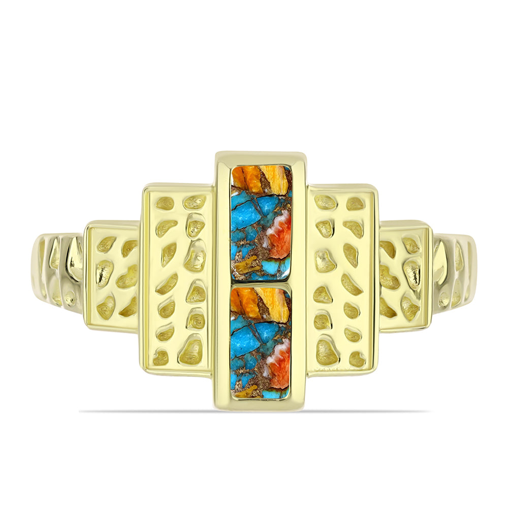 Inel din Argint 925 Placat cu Aur ( 4.36 grame ) cu Turcoaz Oyster 0.5 Carate