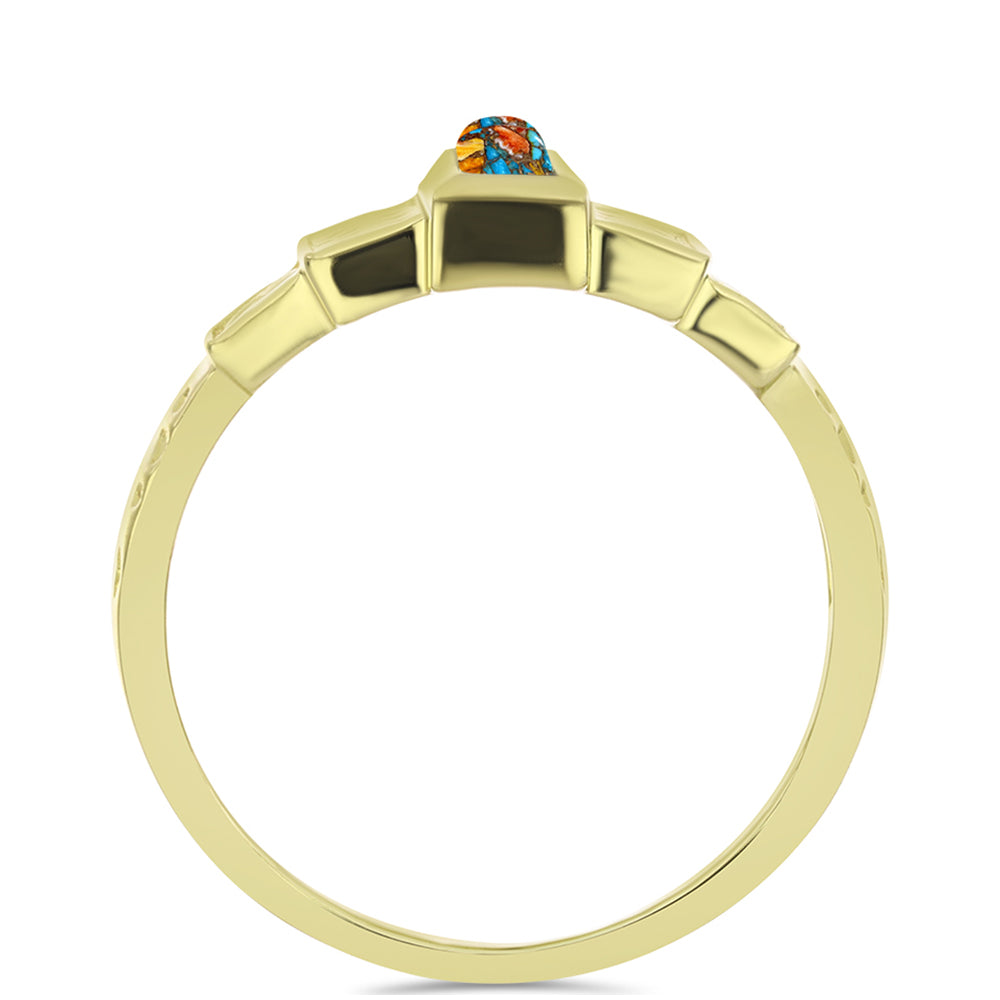 Inel din Argint 925 Placat cu Aur ( 4.36 grame ) cu Turcoaz Oyster 0.5 Carate