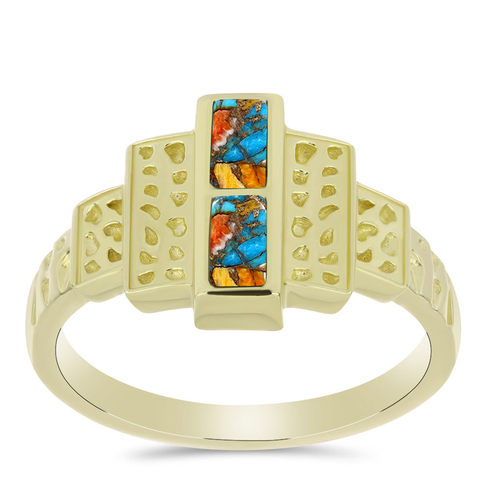 Inel din Argint 925 Placat cu Aur ( 4.36 grame ) cu Turcoaz Oyster 0.5 Carate