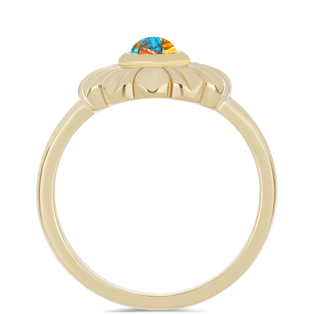 Inel din Argint 925 Placat cu Aur ( 3.23 grame ) cu Turcoaz Oyster 0.32 Carate