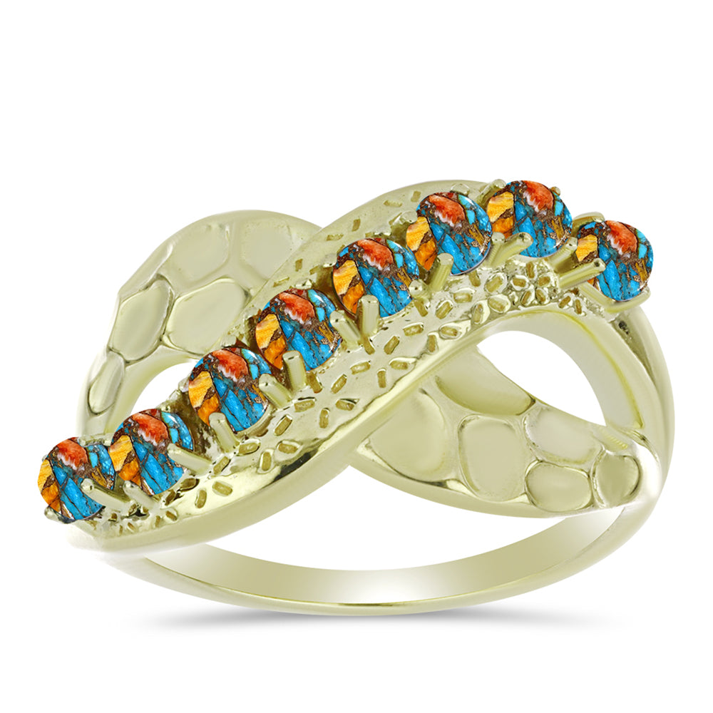 Inel din Argint 925 Placat cu Aur ( 4.86 grame ) cu Turcoaz Oyster 1.21 Carate