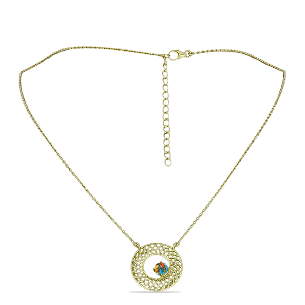 Colier din Argint 925 Placat cu Aur ( 4.28 grame ) cu Turcoaz Oyster 0.64 Carate