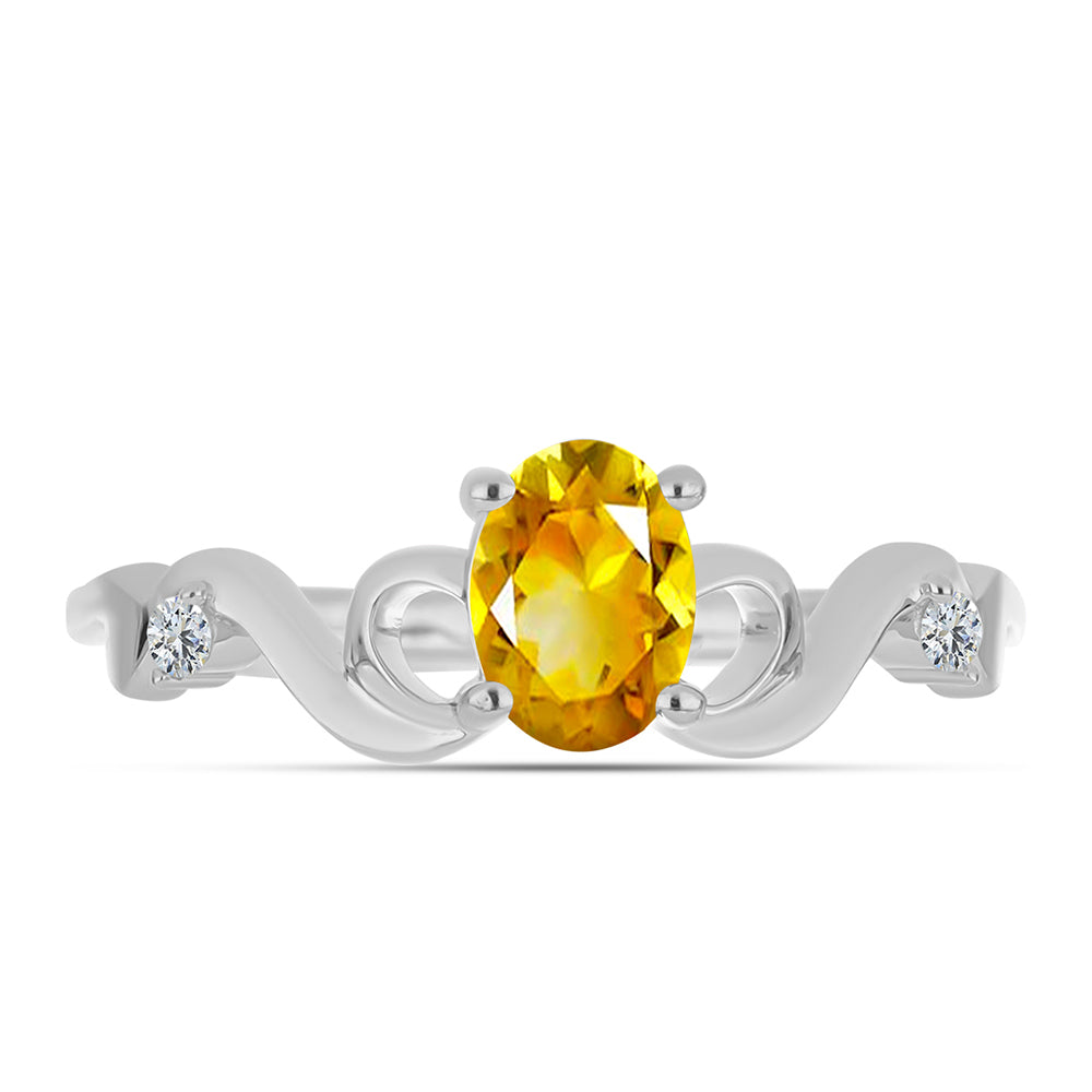 Inel din Argint 925 ( 2.32 grame ) cu Citrin Ural și Topaz Alb 0.81 Carate