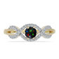 Inel din Argint 925 Placat cu Aur ( 2.83 grame ) cu Opal Etiopian Negru Lega Dembi și Topaz Alb 0.66 Carate