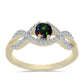 Inel din Argint 925 Placat cu Aur ( 2.83 grame ) cu Opal Etiopian Negru Lega Dembi și Topaz Alb 0.66 Carate