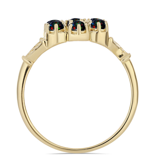 Inel din Argint 925 Placat cu Aur ( 2.88 grame ) cu Opal Etiopian Negru Lega Dembi 0.48 Carate