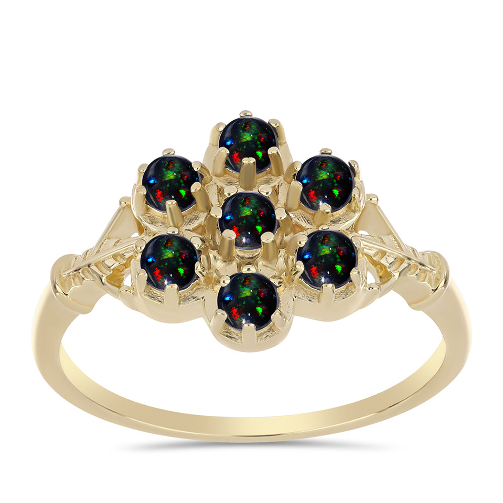 Inel din Argint 925 Placat cu Aur ( 2.88 grame ) cu Opal Etiopian Negru Lega Dembi 0.48 Carate 3 