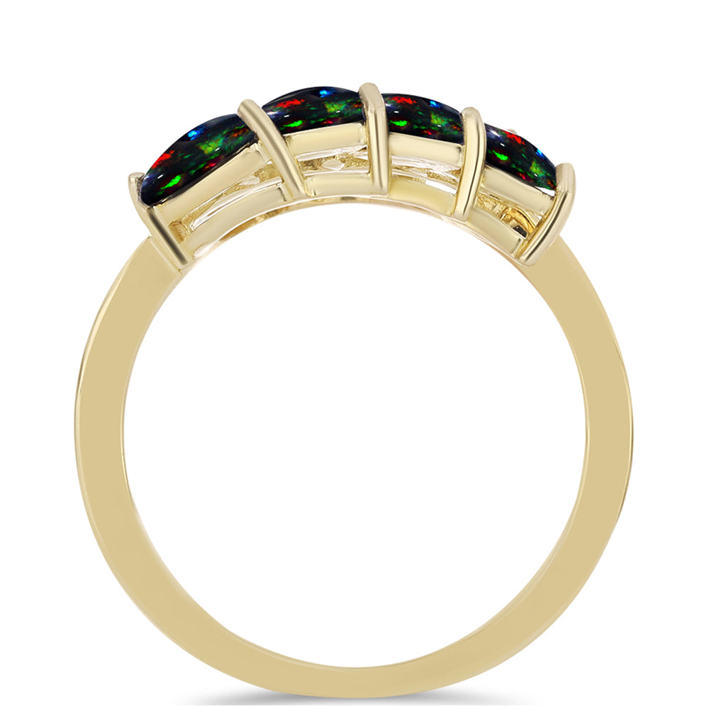 Inel din Argint 925 Placat cu Aur ( 3.2 grame ) cu Opal Etiopian Negru Lega Dembi 1.08 Carate