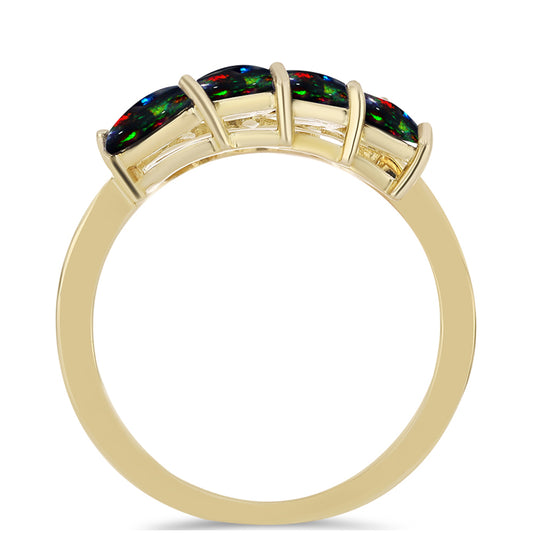Inel din Argint 925 Placat cu Aur ( 3.2 grame ) cu Opal Etiopian Negru Lega Dembi 1.08 Carate