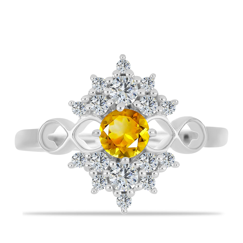 Inel din Argint 925 ( 2.81 grame ) cu Citrin Ural și Topaz Alb 1.09 Carate 1 