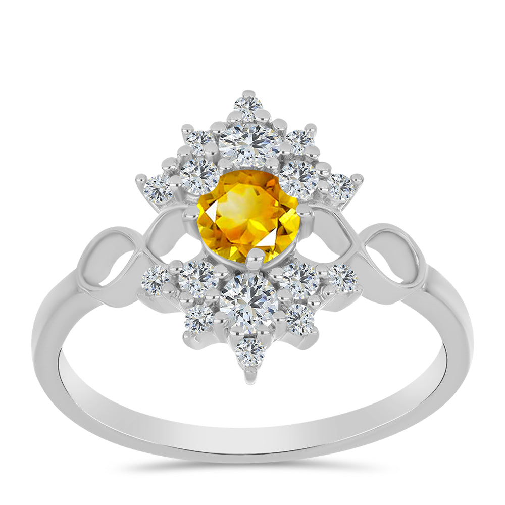 Inel din Argint 925 ( 2.81 grame ) cu Citrin Ural și Topaz Alb 1.09 Carate