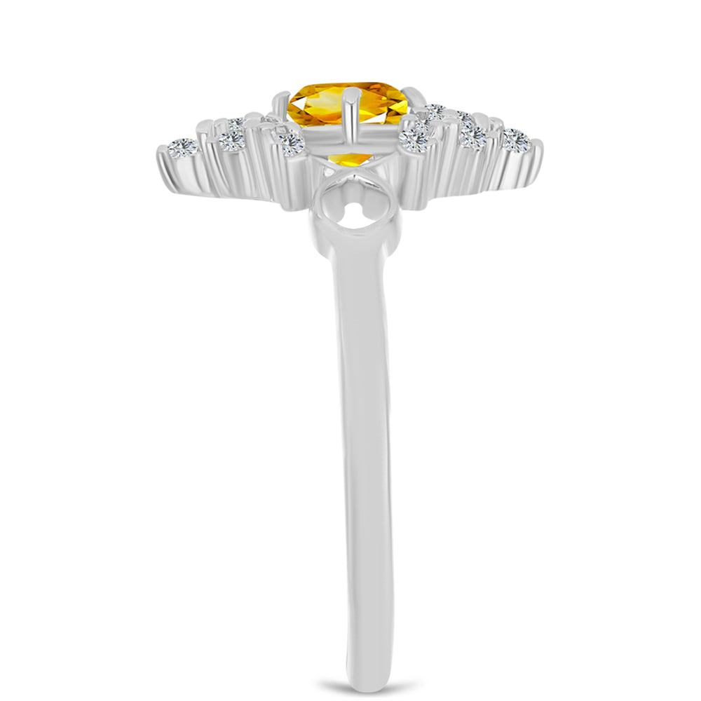 Inel din Argint 925 ( 2.81 grame ) cu Citrin Ural și Topaz Alb 1.09 Carate