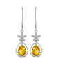 Cercei din Argint 925 ( 2.75 grame ) cu Citrin Ural și Topaz Alb 1.98 Carate