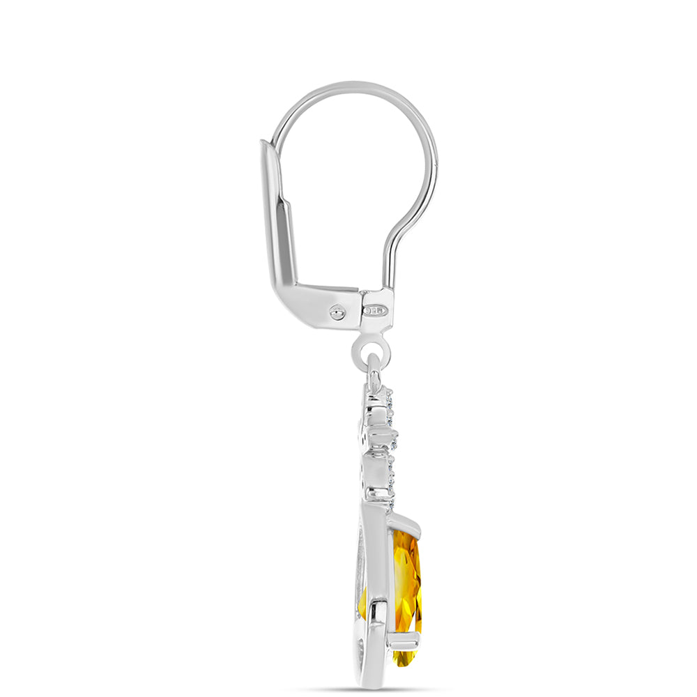 Cercei din Argint 925 ( 2.75 grame ) cu Citrin Ural și Topaz Alb 1.98 Carate 2 
