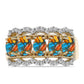 Inel din Argint 925 Placat cu Aur ( 5.28 grame ) cu Turcoaz Oyster și Topaz Alb 3.18 Carate