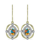 Cercei din Argint 925 Placat cu Aur ( 3.65 grame ) cu Turcoaz Oyster și Topaz Alb 1.6 Carate