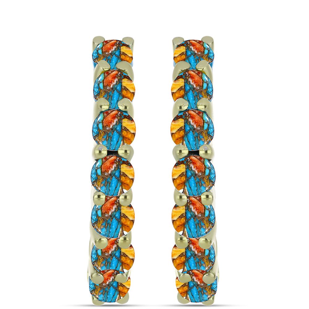 Cercei din Argint 925 Placat cu Aur ( 5.35 grame ) cu Turcoaz Oyster 2.18 Carate