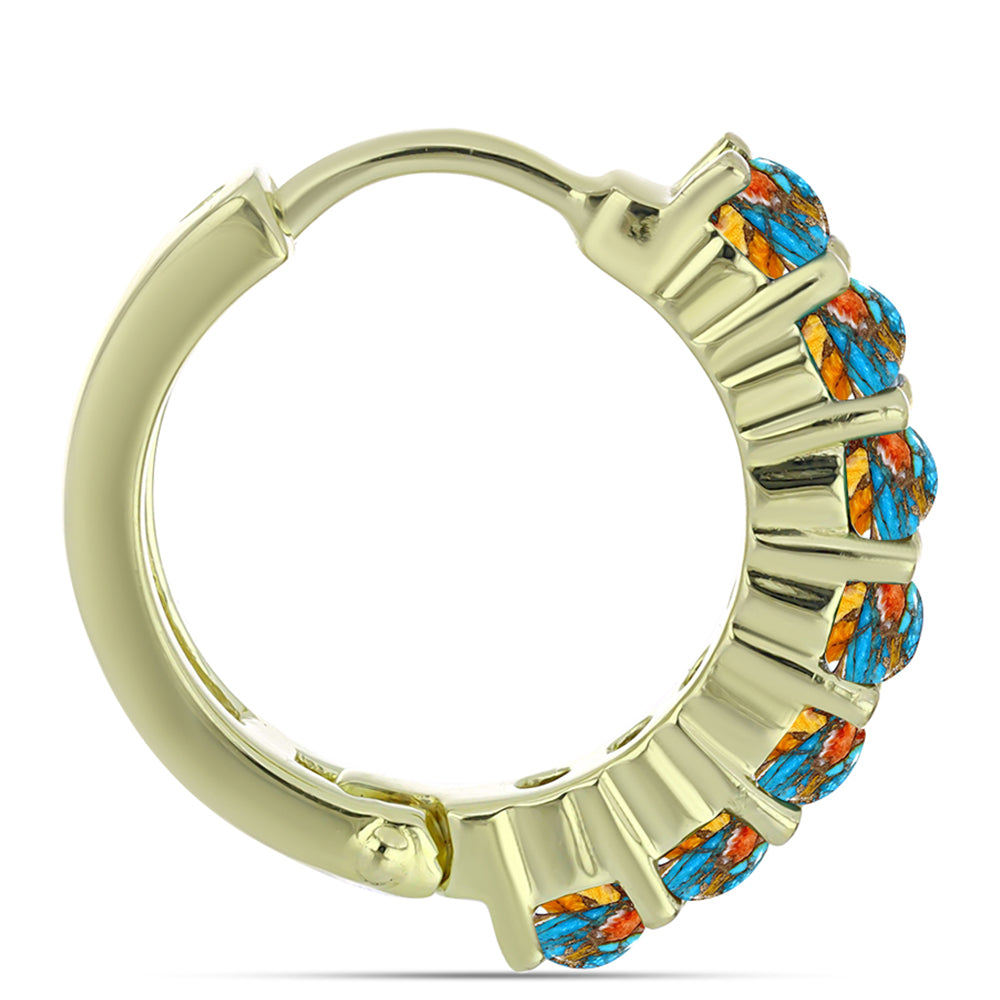 Cercei din Argint 925 Placat cu Aur ( 5.35 grame ) cu Turcoaz Oyster 2.18 Carate 2 