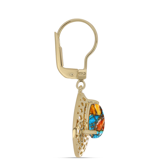 Cercei din Argint 925 Placat cu Aur ( 3.13 grame ) cu Turcoaz Oyster 2.73 Carate