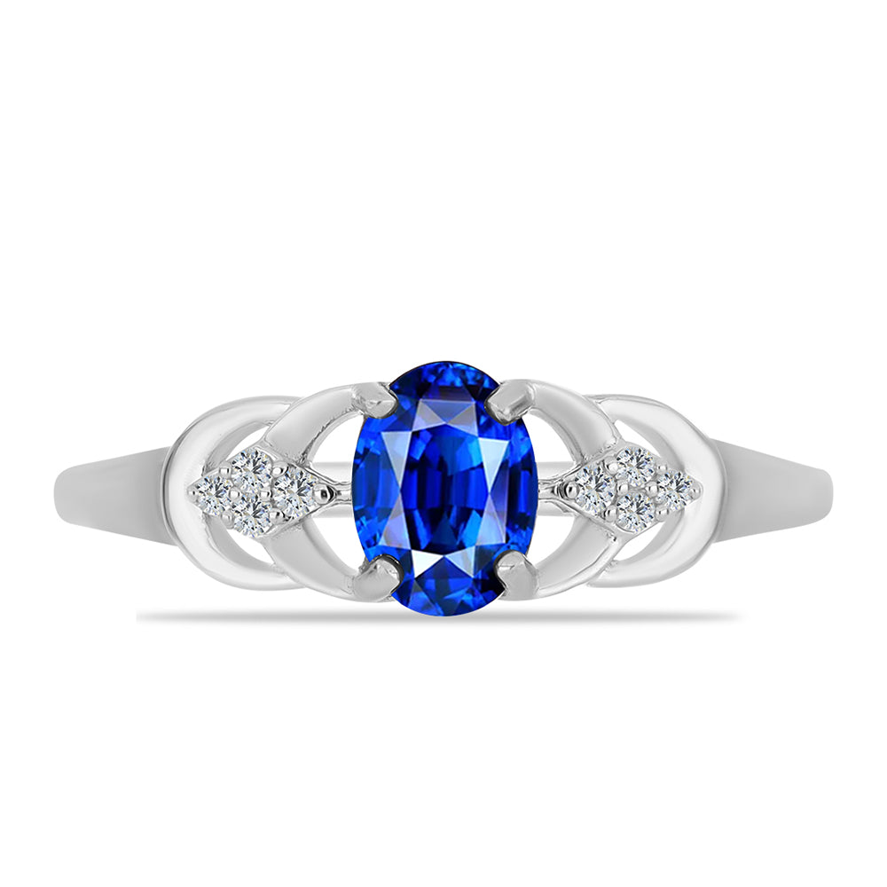 Inel din Argint 925 ( 2.13 grame ) cu Safir Albastru Australian și Topaz Alb 1.18 Carate