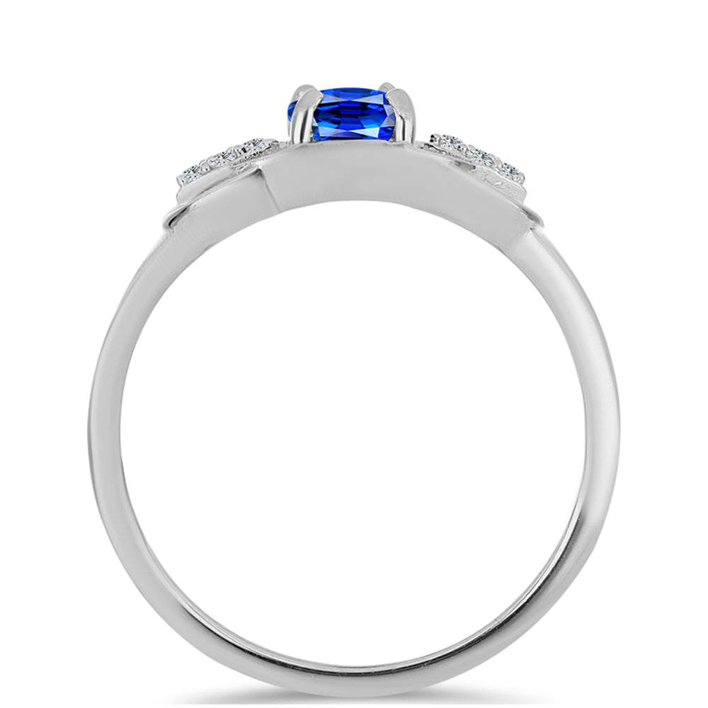 Inel din Argint 925 ( 2.13 grame ) cu Safir Albastru Australian și Topaz Alb 1.18 Carate 2 