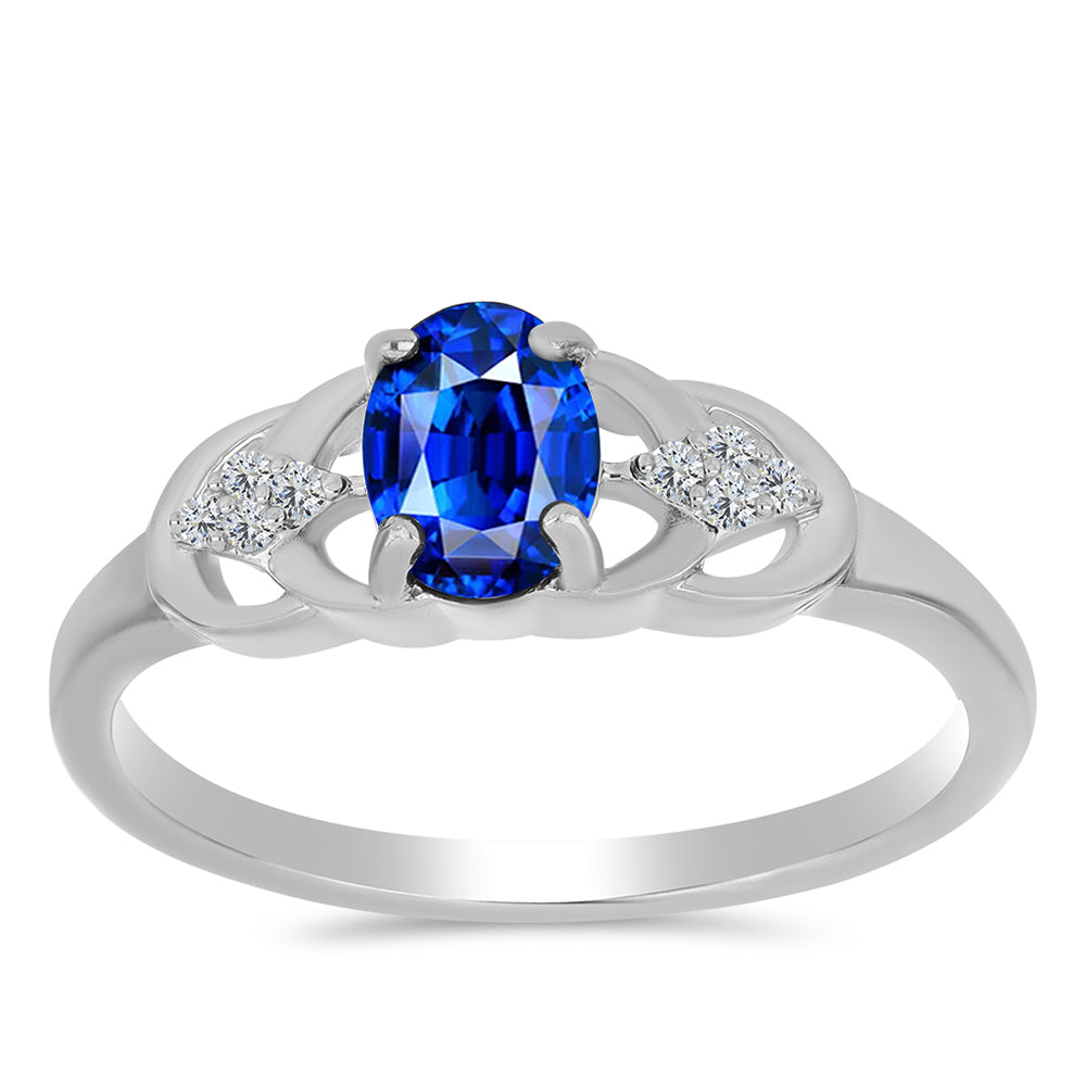 Inel din Argint 925 ( 2.13 grame ) cu Safir Albastru Australian și Topaz Alb 1.18 Carate