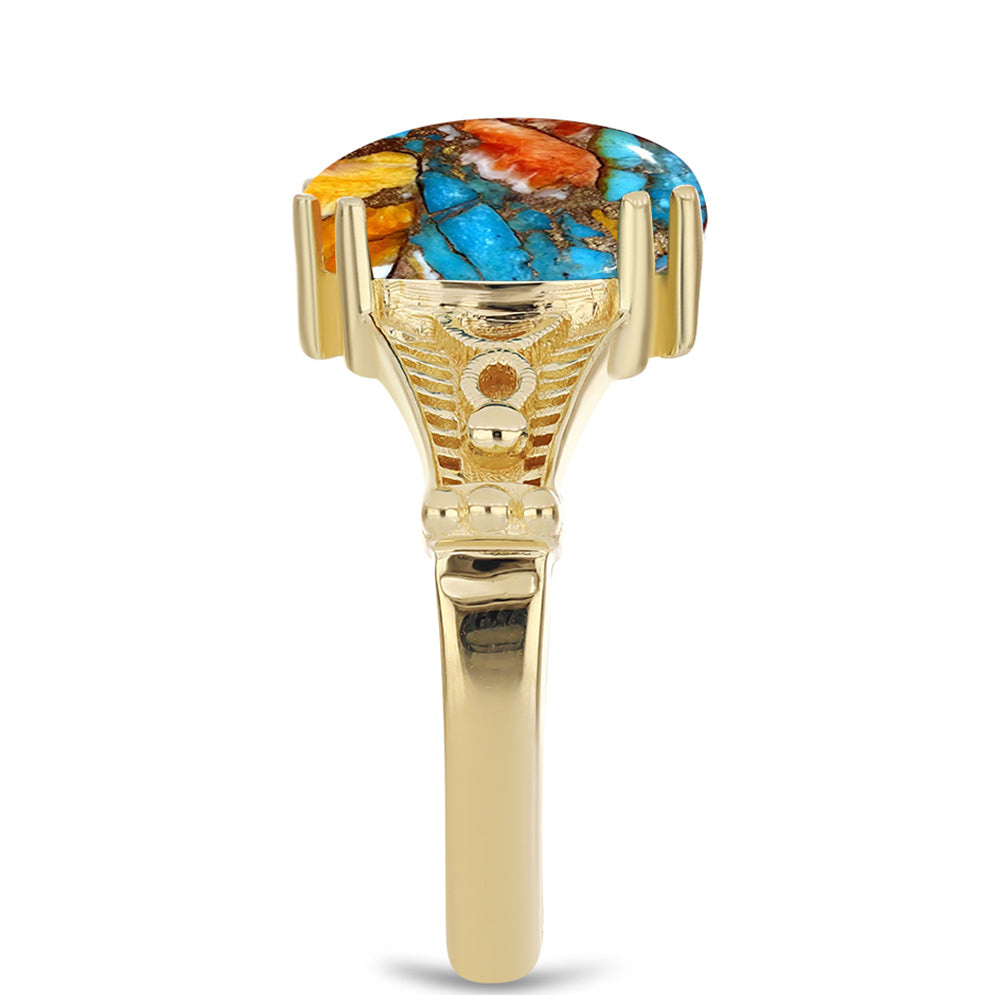 Inel din Argint 925 Placat cu Aur ( 3.73 grame ) cu Turcoaz Oyster 3.83 Carate