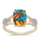 Inel din Argint 925 Placat cu Aur ( 2.92 grame ) cu Turcoaz Oyster și Topaz Alb 3.71 Carate