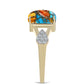 Inel din Argint 925 Placat cu Aur ( 2.92 grame ) cu Turcoaz Oyster și Topaz Alb 3.71 Carate