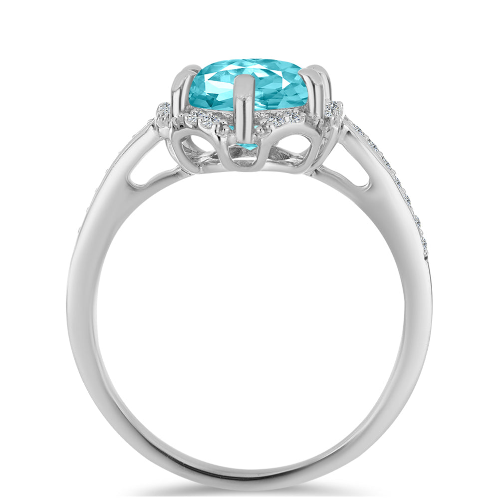 Inel din Argint 925 ( 2.82 grame ) cu Cuarț Paraiba și Topaz Alb 2.62 Carate 2 