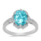 Inel din Argint 925 ( 2.82 grame ) cu Cuarț Paraiba și Topaz Alb 2.62 Carate
