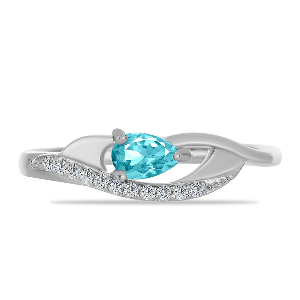 Inel din Argint 925 ( 2.49 grame ) cu Cuarț Paraiba și Topaz Alb 0.44 Carate
