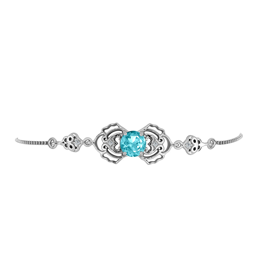 Brățară din Argint 925 ( 4.13 grame ) cu Cuarț Paraiba și Topaz Alb 1.25 Carate 2 