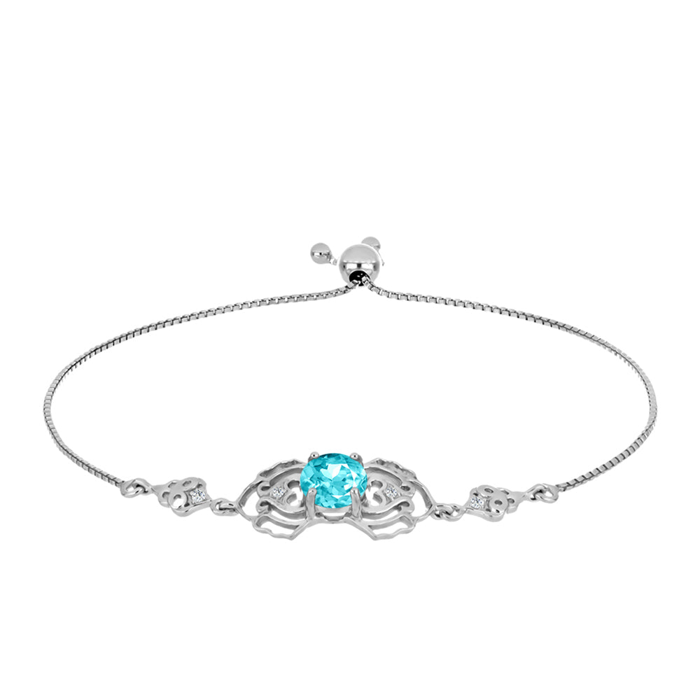 Brățară din Argint 925 ( 4.13 grame ) cu Cuarț Paraiba și Topaz Alb 1.25 Carate 1 
