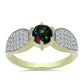 Inel din Argint 925 Placat cu Aur ( 3.17 grame ) cu Opal Etiopian Negru Lega Dembi și Topaz Alb 1.06 Carate