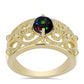 Inel din Argint 925 Placat cu Aur ( 5.1 grame ) cu Opal Etiopian Negru Lega Dembi 0.56 Carate