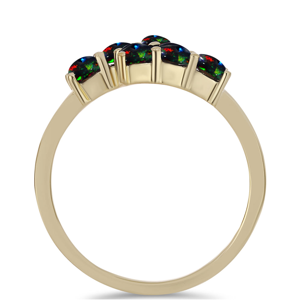 Inel din Argint 925 Placat cu Aur ( 2.13 grame ) cu Opal Etiopian Negru Lega Dembi 0.47 Carate 2 