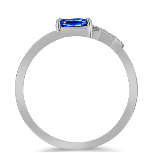 Inel din Argint 925 ( 2.42 grame ) cu Safir Albastru Australian și Topaz Alb 0.29 Carate