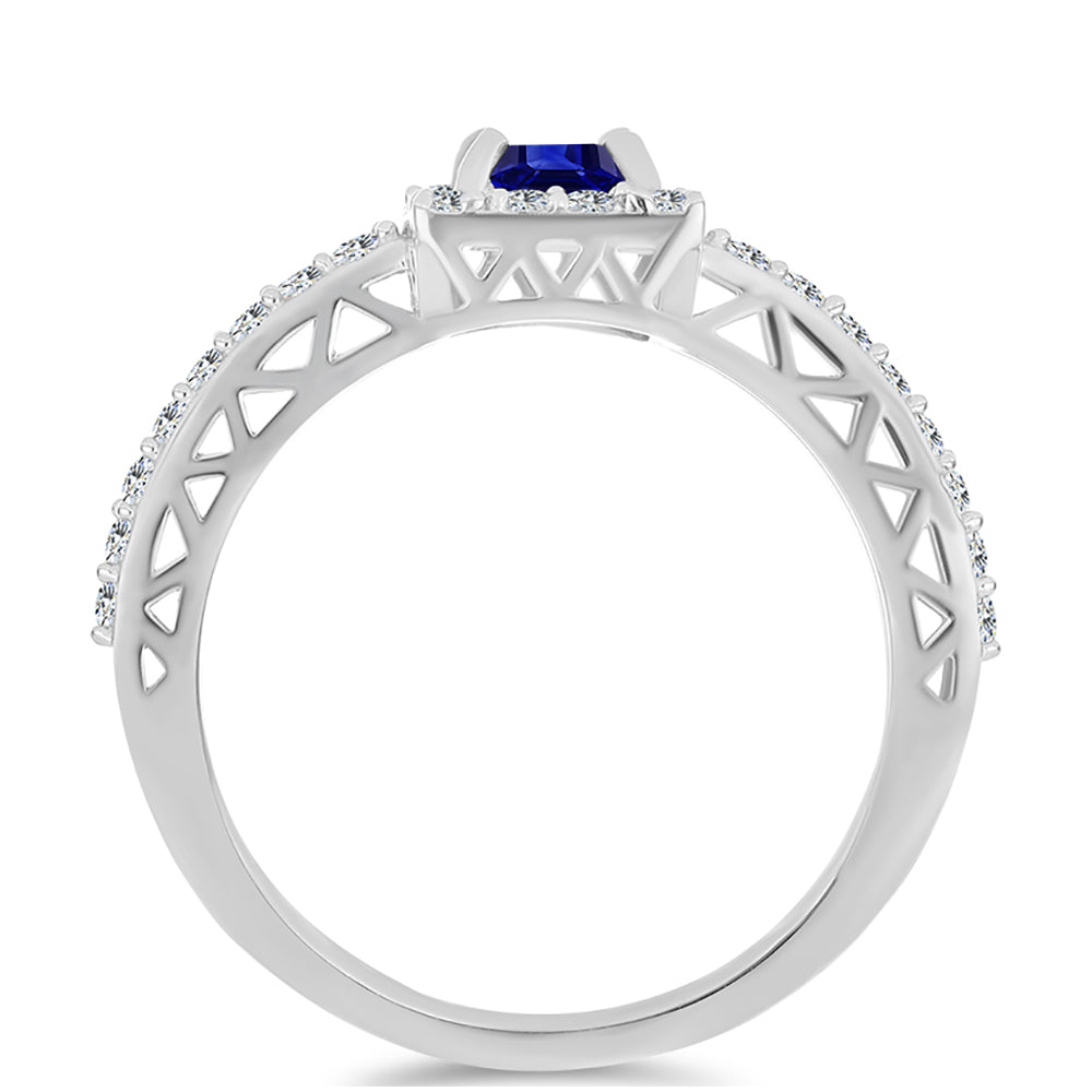 Inel din Argint 925 ( 2.63 grame ) cu Safir Albastru Australian și Topaz Alb 1 Carate