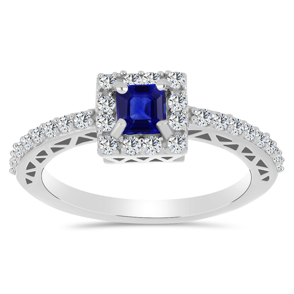 Inel din Argint 925 ( 2.63 grame ) cu Safir Albastru Australian și Topaz Alb 1 Carate