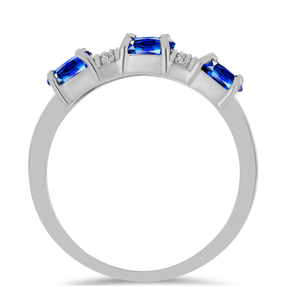 Inel din Argint 925 ( 2.78 grame ) cu Safir Albastru Australian și Topaz Alb 2.19 Carate