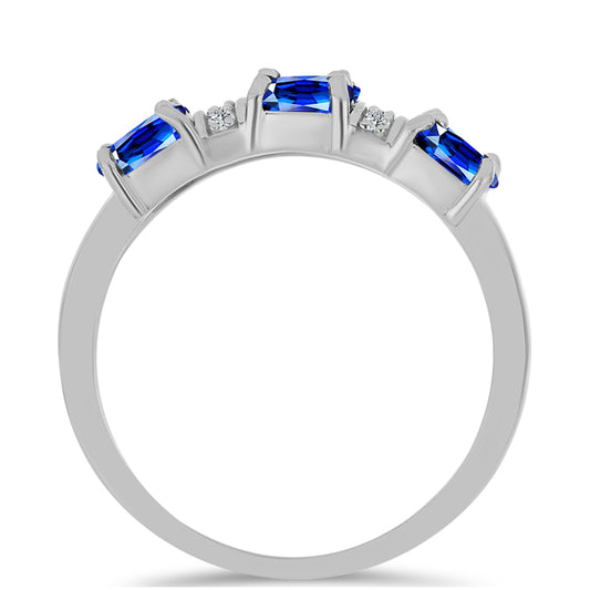 Inel din Argint 925 ( 2.78 grame ) cu Safir Albastru Australian și Topaz Alb 2.19 Carate