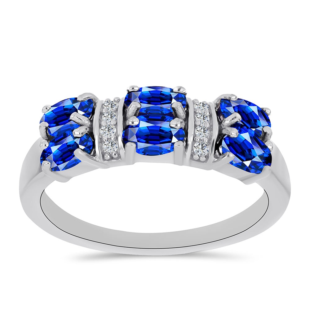 Inel din Argint 925 ( 2.78 grame ) cu Safir Albastru Australian și Topaz Alb 2.19 Carate 3 