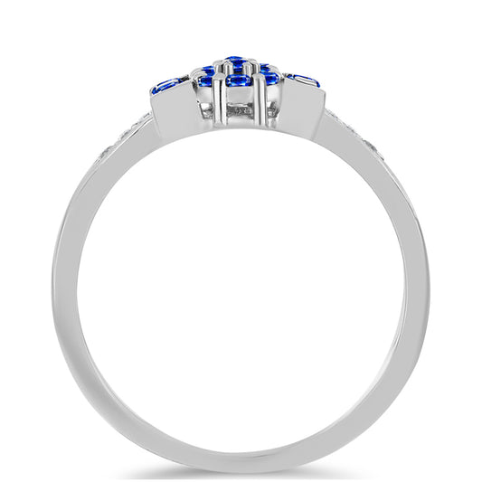 Inel din Argint 925 ( 2.77 grame ) cu Safir Albastru Australian și Topaz Alb 0.47 Carate