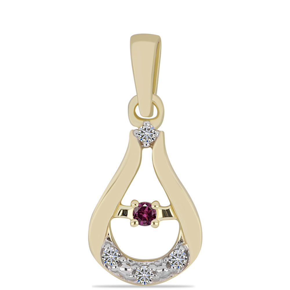 Pandantiv din Argint 925 Placat cu Aur ( 0.62 grame ) cu Diamant Violet și Diamant Alb 0.05 Carate 1 