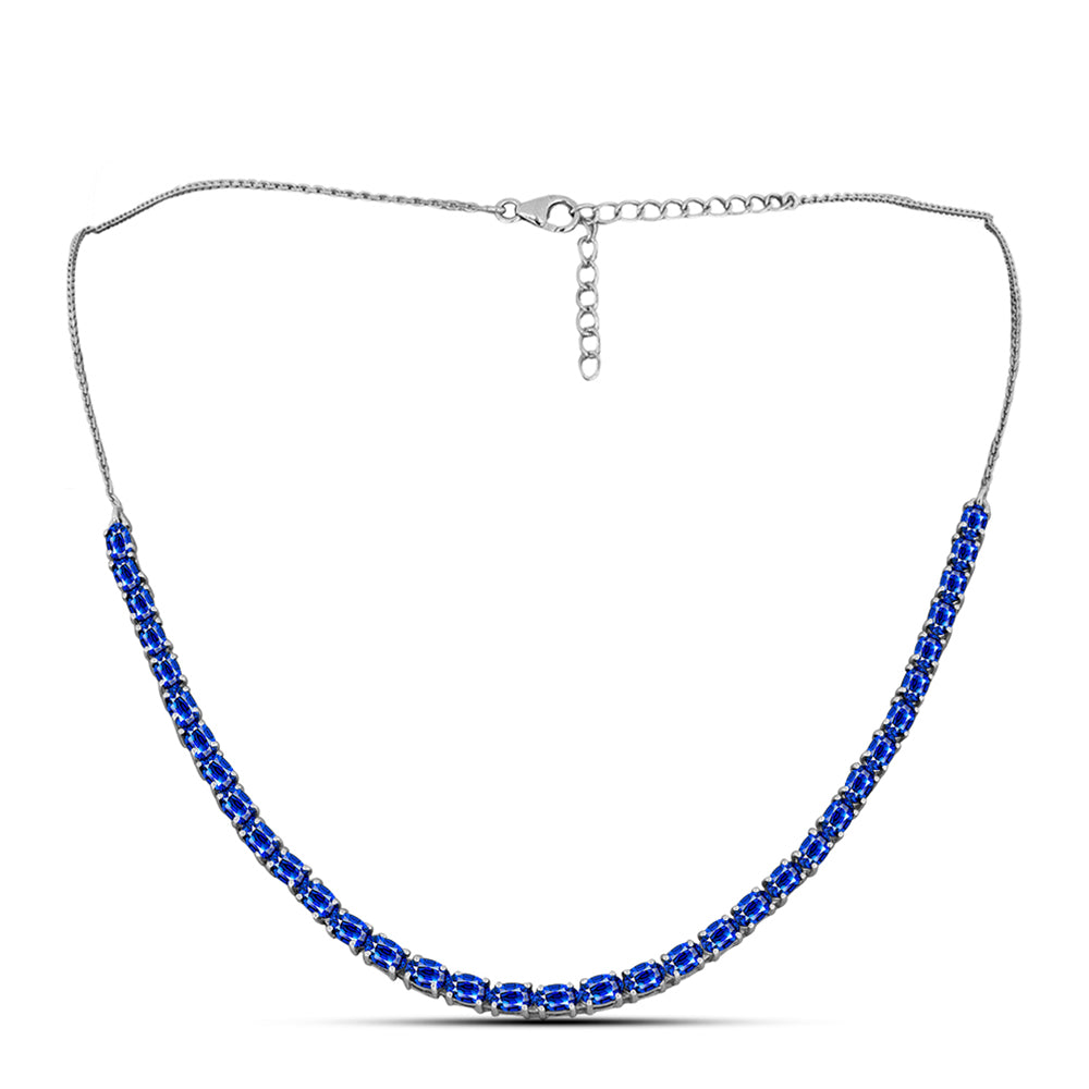 Colier din Argint 925 ( 8.07 grame ) cu Safir Albastru Australian 12.28 Carate