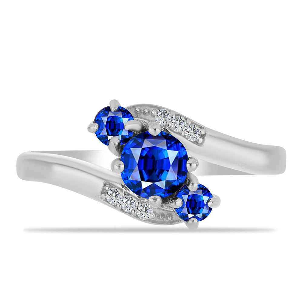 Inel din Argint 925 ( 2.92 grame ) cu Safir Albastru Australian și Topaz Alb 1.11 Carate 1 